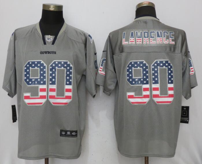 Men Dallas cowboys 90 Lawrence USA Flag Fashion Gray Nike Elite NFL Jerseys